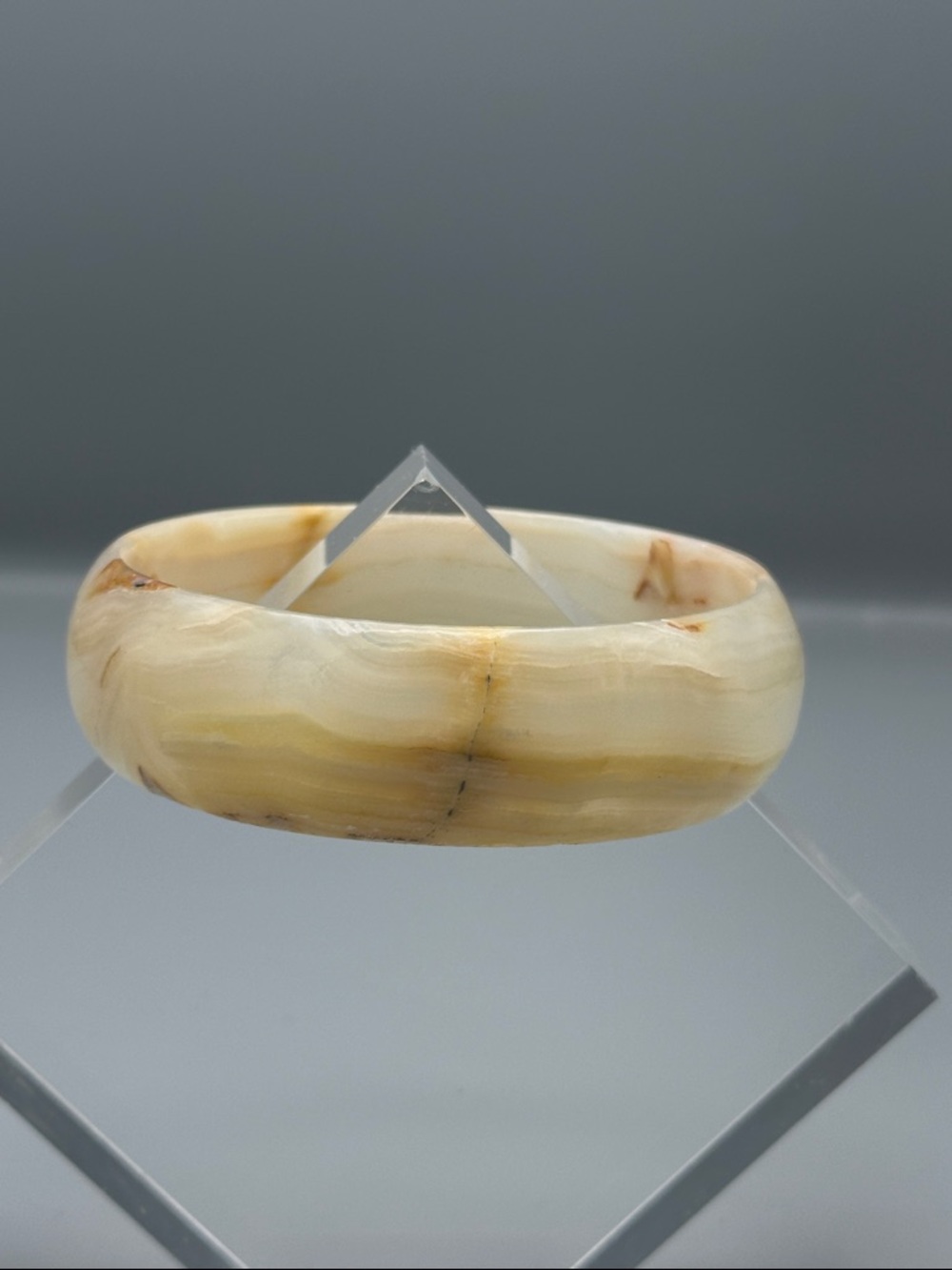 Cream and Beige Stone Bangle Bracelet